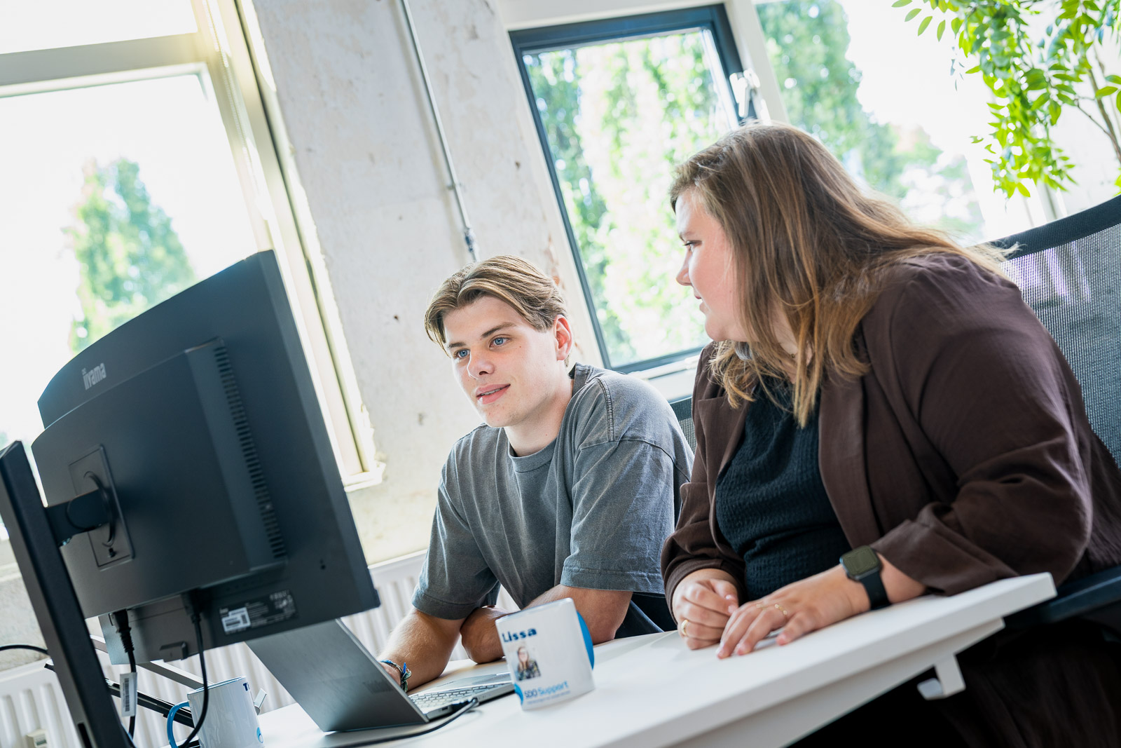 Werknemers achter monitor SDO Support